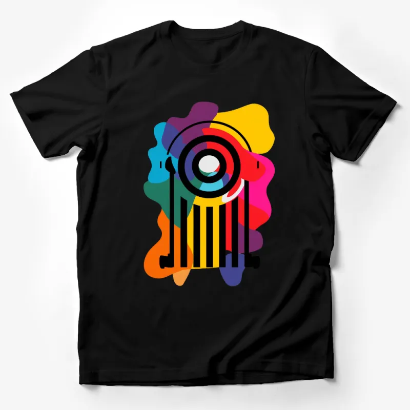 Abstract Camera Design Tee, Colorful Modern Art T-Shirt, Unisex Artistic Graphic Shirt, Creative Apparel Gift Male T-Shirt