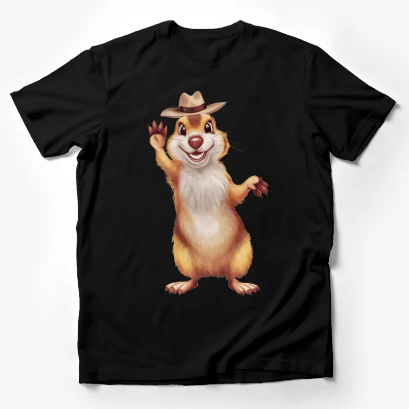 Kids Cowboy Hat Chipmunk T-Shirt, Cute Animal Graphic Tee, Unisex Children's Casual Shirt, Soft Cotton, Fun Birthday Gift Idea Male T-Shirt