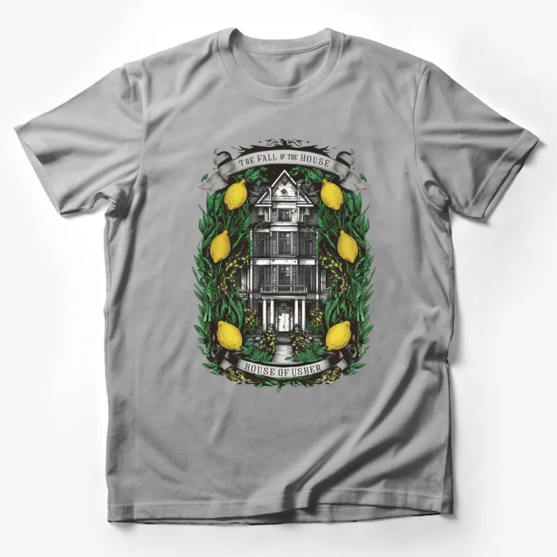 Gothic Victorian House T-Shirt, Lemon Tree Graphic Tee, Fall of House of Usher Inspired, Unisex Literature Cotton Shirt, Artistic Design Top Male T-Shirt