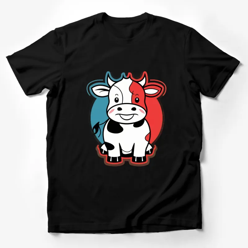 Cute Cartoon Cow T-Shirt, Kids Farm Animal Tee, Unisex Graphic Shirt, Casual Comfort Wear Male T-Shirt