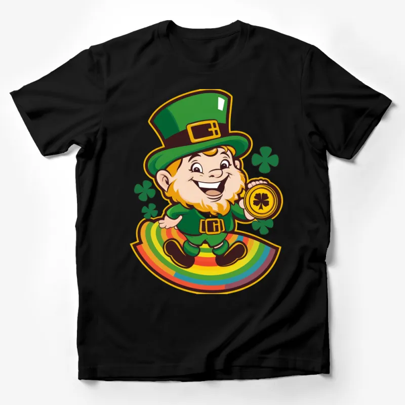 Leprechaun Rainbow T-Shirt, St. Patrick's Day Lucky Clover Tee, Irish Celebration, Unisex Graphic Shirt, Fun March Apparel, Gift Idea Male T-Shirt