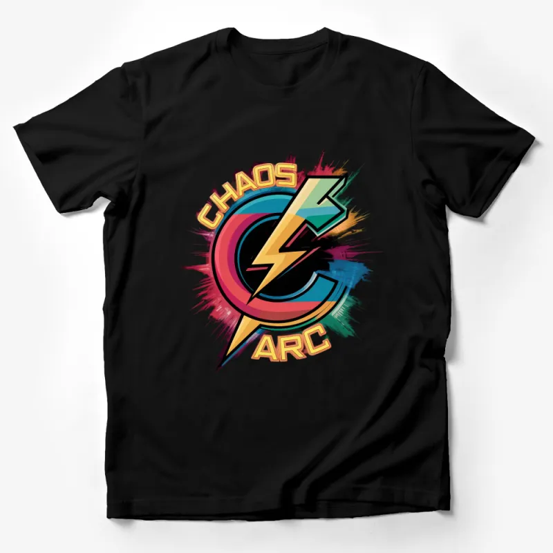 Graphic Tee, Chaos Arc Lightning Bolt Design, Colorful Splatter Art T-Shirt, Unisex Fashion Top, Casual Streetwear Male T-Shirt