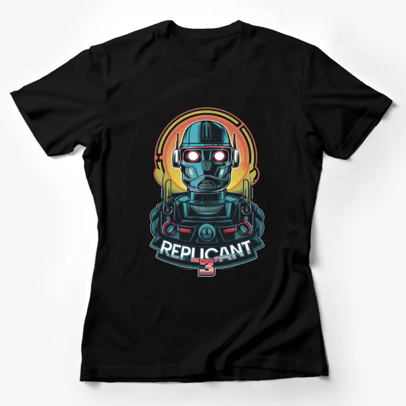 Replicant 3 Retro Robot T-Shirt, Vintage Sci-Fi Tee, Cyberpunk Style Graphic Shirt, Unisex Adult Clothing, Unique Geek Gift Female T-Shirt