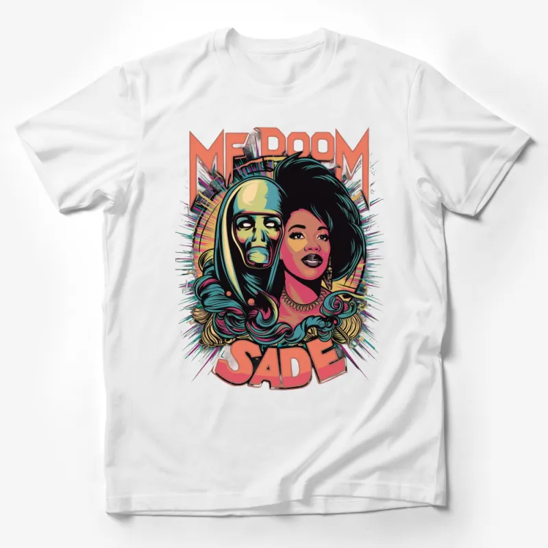 Vintage Hip-Hop Tee, MF DOOM and Sade Graphic T-Shirt, Vibrant Music Legends Top, Unisex Cotton Shirt Male T-Shirt