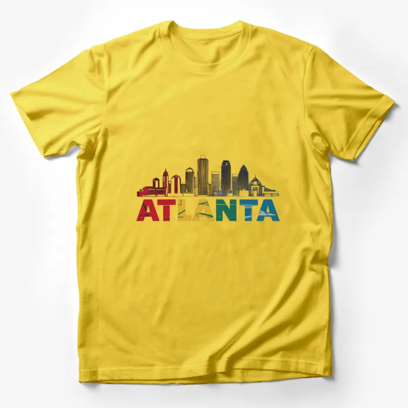 Atlanta Skyline Graphic T-Shirt, Colorful Cityscape Tee, Urban Travel Souvenir Top, Casual Unisex Apparel Male T-Shirt