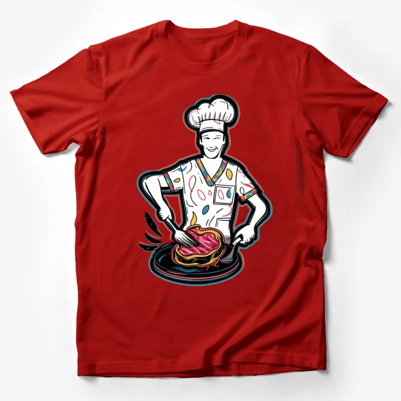 Chef T-Shirt, Colorful Cooking Art Tee, Casual Culinary Artist Apparel, Unisex Kitchen Fashion, Creative Cook's Clothing Male T-Shirt