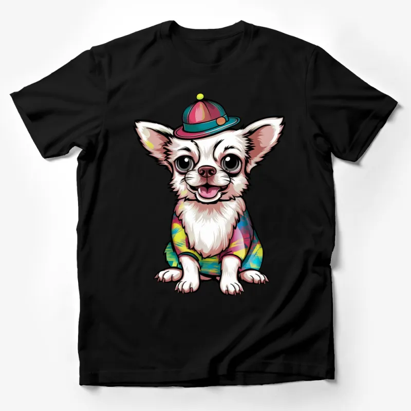 Funky Chihuahua T-Shirt, Colorful Dog Tee, Hipster Puppy Shirt, Cute Animal Graphic Tee, Casual Unisex Fashion Top Male T-Shirt