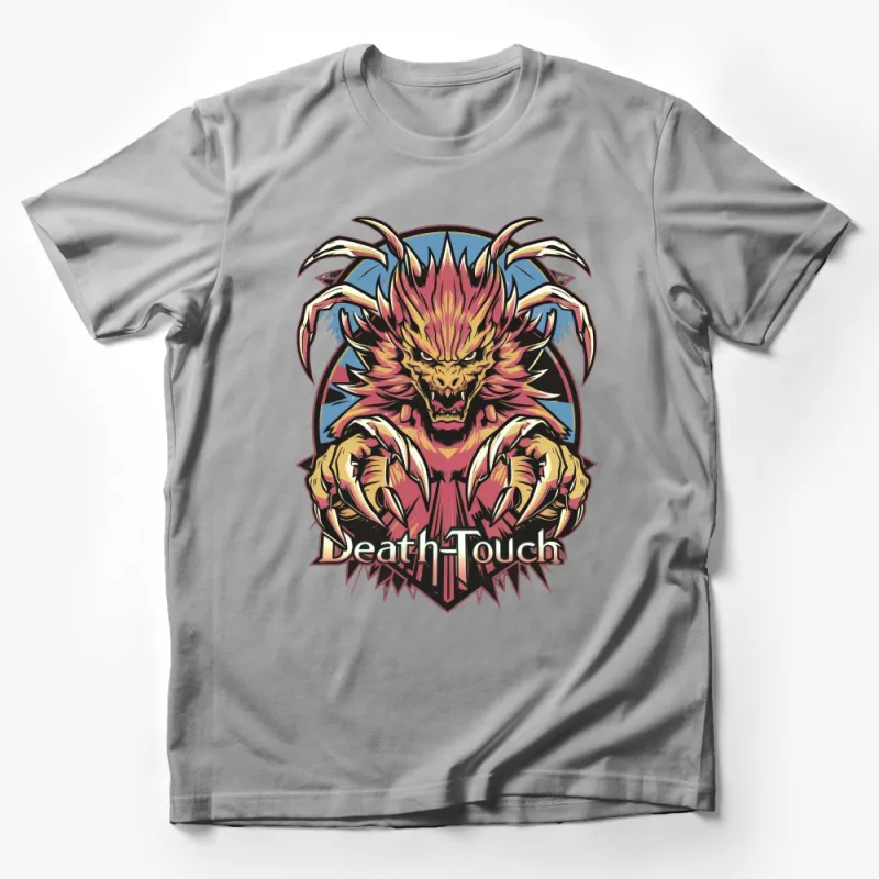 Men's Fantasy Dragon T-Shirt, Fire Dragon Graphic Tee, Death Touch Slogan, Cool Streetwear, Bold Dragon Illustration Shirt, Unique Gift Male T-Shirt