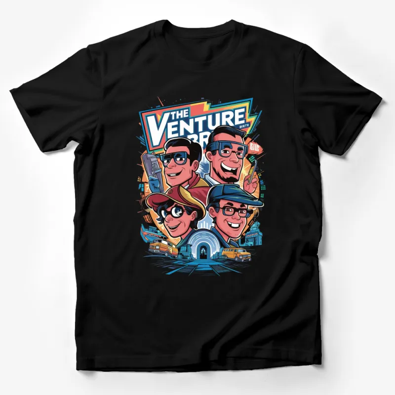 Vintage Style Venture Adventure Graphic Tee, Retro Cartoon Fan Art Shirt, Colorful Unisex T-Shirt Male T-Shirt