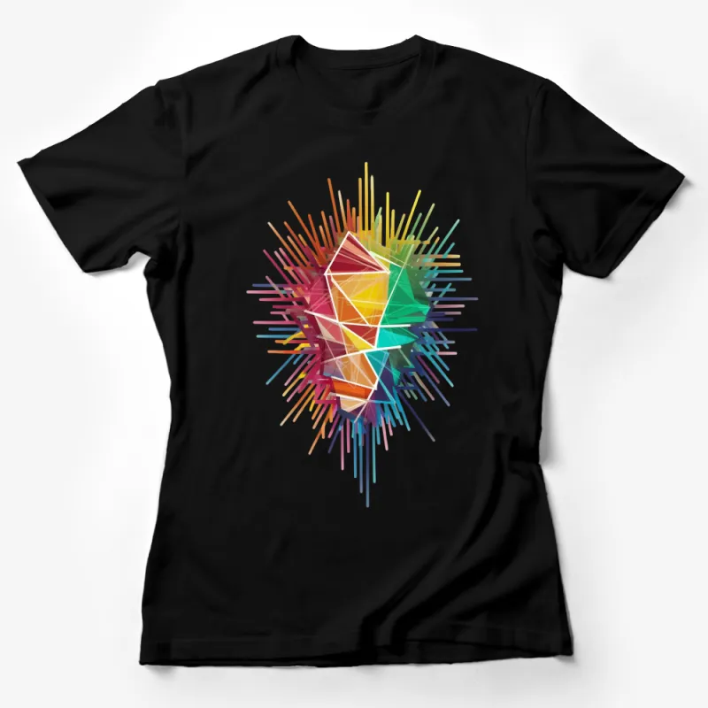 Abstract Geometric Prism T-Shirt, Colorful Poly Art Design Tee, Unisex Graphic Shirt, Modern Art Inspired Apparel, Casual Wear Female T-Shirt