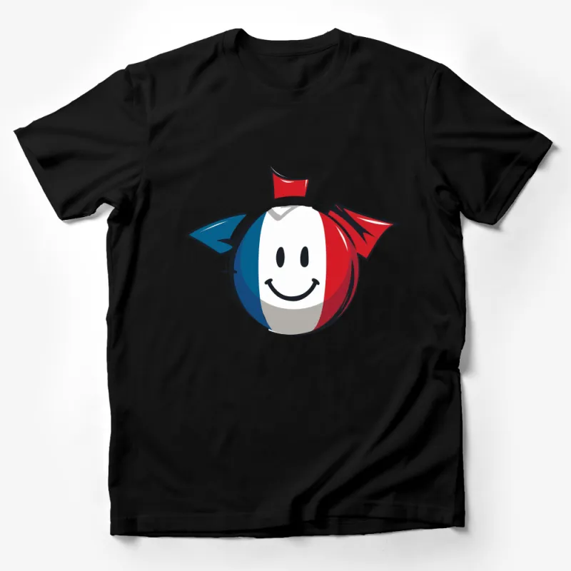 Smiling Candy Cartoon Character Tee, Red Blue White, Casual Graphic Shirt, Unisex T-Shirt Male T-Shirt