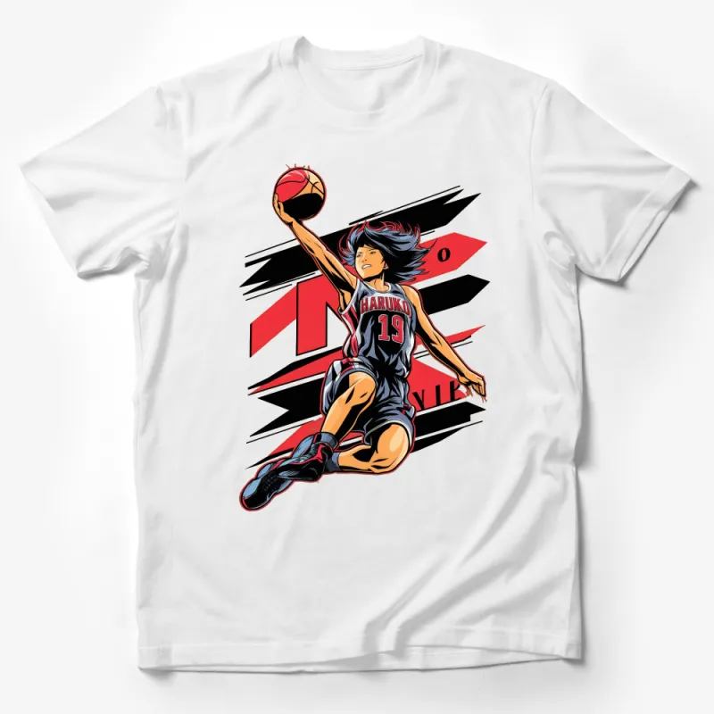 Basketball Anime Character T-Shirt, Haruko 19 Athletic Print, Manga Sports Fan Tee, Unisex Basketball Apparel Male T-Shirt