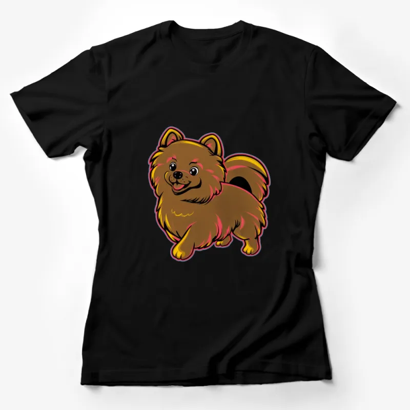 Cute Pomeranian Cartoon T-Shirt, Colorful Dog Art Tee, Unisex Pom Lover Gift, Animal Graphic Shirt for Pet Owners Female T-Shirt