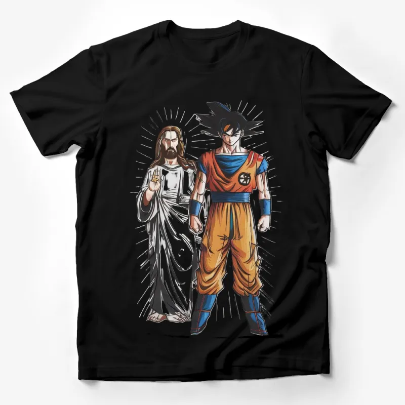 Unique Fusion Character T-Shirt, Anime Hero Meets Iconic Figure, Graphic Tee, Unisex Shirt, Casual Comfortable Clothing, Cool Design Male T-Shirt