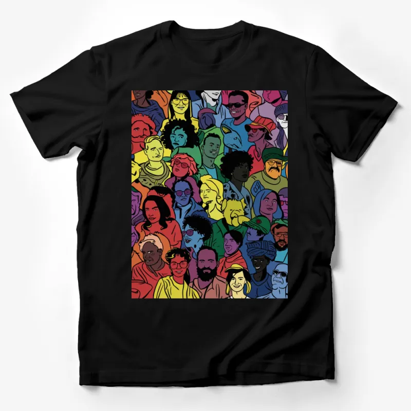 Multicolor Faces Illustration T-Shirt, Diversity and Inclusion Tee, Vibrant Graphic Shirt, Unisex Clothing Male T-Shirt