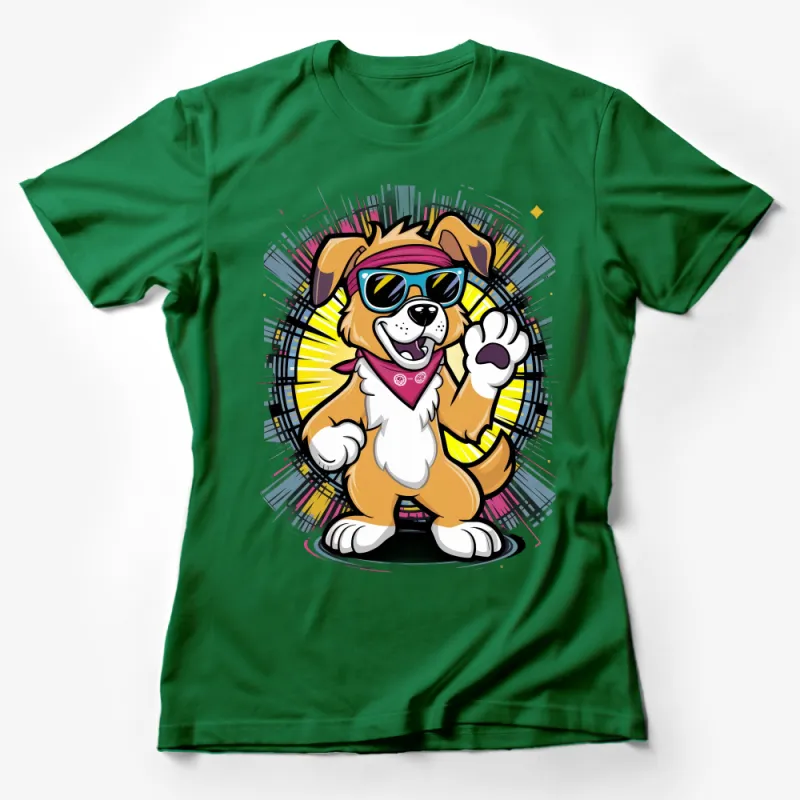 Cool DJ Dog T-Shirt with Sunglasses and Headphones, Graphic Tee for Music Lovers Female T-Shirt