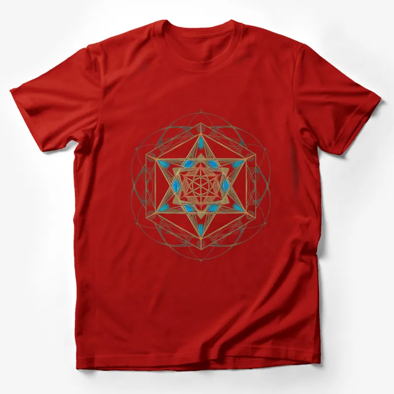 Unisex Geometric Mandala T-Shirt, Spiritual Sacred Geometry Tee, Artistic Casual Wear, Unique Graphic Shirt Design, Yoga Top Male T-Shirt