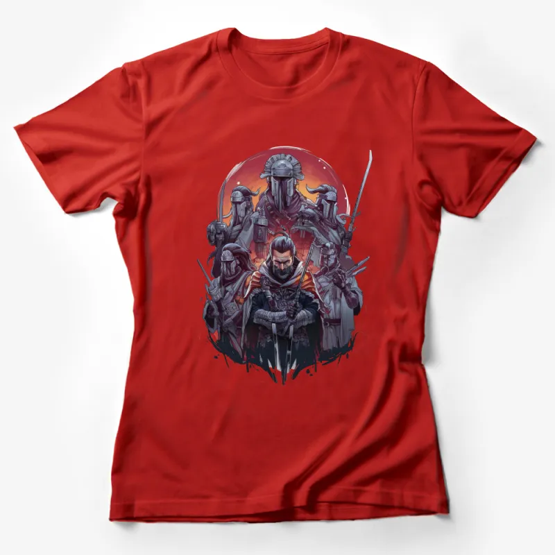 Warrior Graphic Tee, Men's Fantasy T-Shirt, Medieval Knights Armor, Unique Gamer Shirt, Gift for Geeks Female T-Shirt