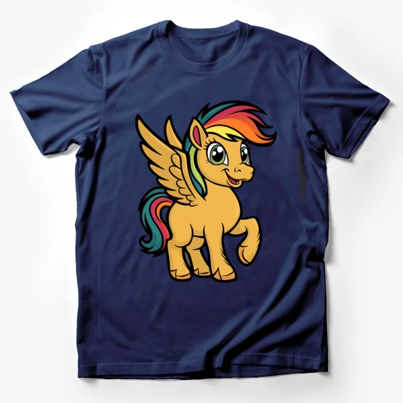 Kids Cute Cartoon Pegasus T-Shirt, Rainbow Mane Pony Tee, Magical Horse Shirt, Unisex Children's Clothing, Gift for Pony Lovers Male T-Shirt