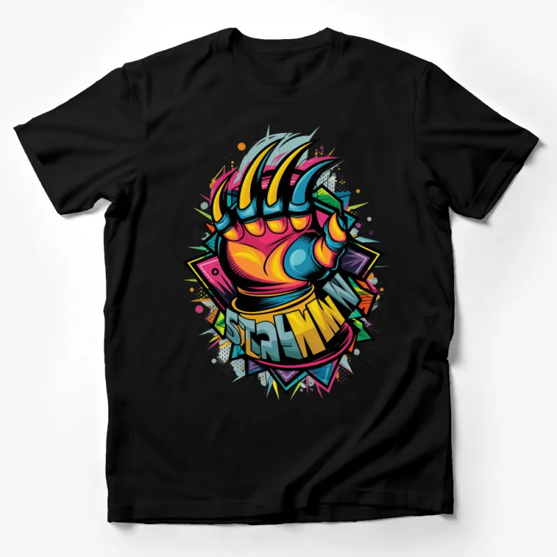 Colorful Abstract Claw Graphic Tee, Unique Street Style T-Shirt, Urban Art Inspired Fashion, Vibrant Unisex Tee, Bold Statement Shirt Male T-Shirt