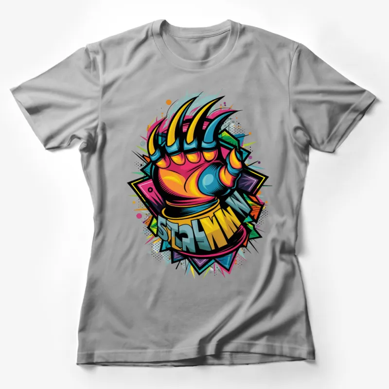 Colorful Abstract Claw Graphic Tee, Unique Street Style T-Shirt, Urban Art Inspired Fashion, Vibrant Unisex Tee, Bold Statement Shirt Female T-Shirt