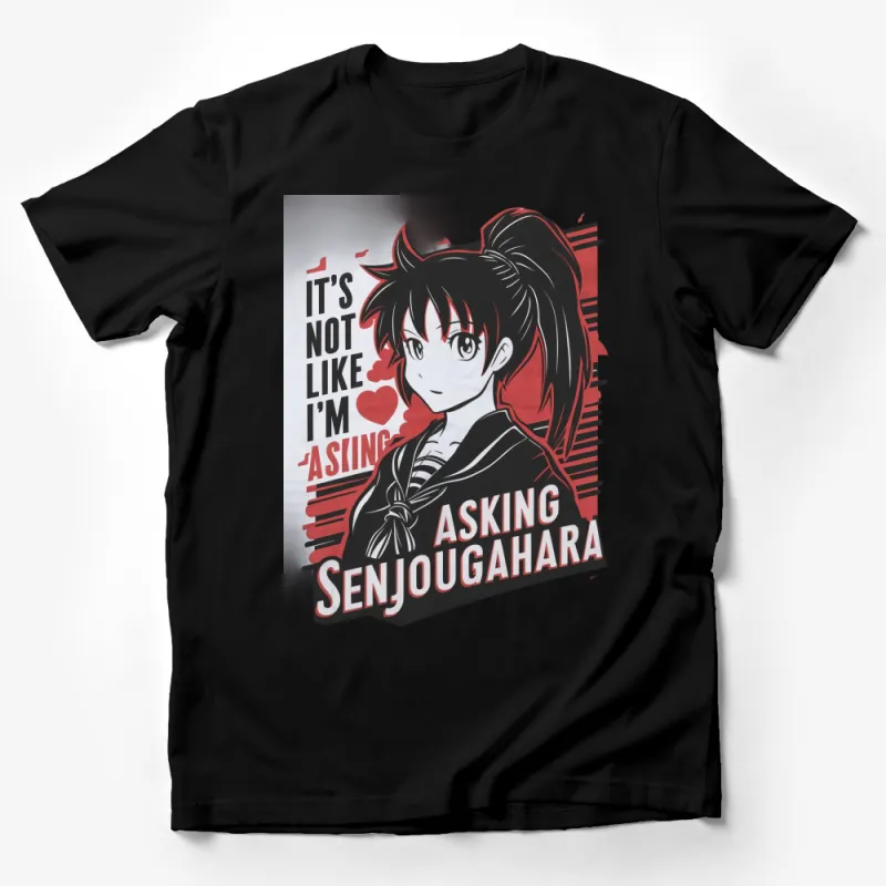 Anime Inspired Graphic Tee, Bold Red and Black Manga Art, Casual Streetwear for Anime Fans Male T-Shirt