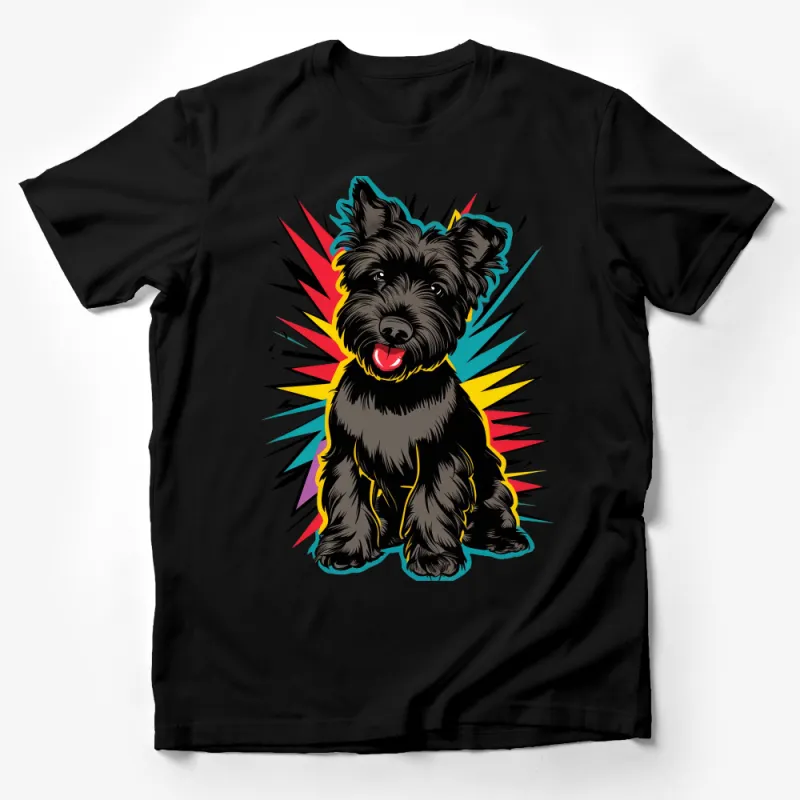 Vibrant Scottie Dog T-Shirt, Colorful Scottish Terrier Tee, Unisex Dog Lover Shirt, Pet Owner Gift, Animal Graphic Top, Casual Wear Male T-Shirt