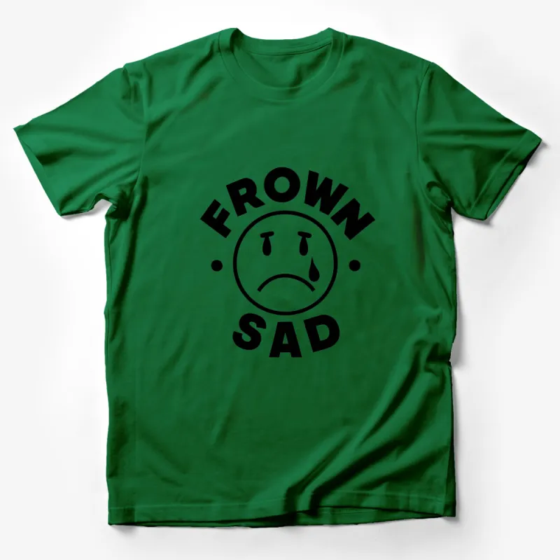 Unisex Frown Sad Face Graphic Tee, Emotional Expression T-Shirt, Casual Comfortable Cotton Shirt, Street Style Male T-Shirt