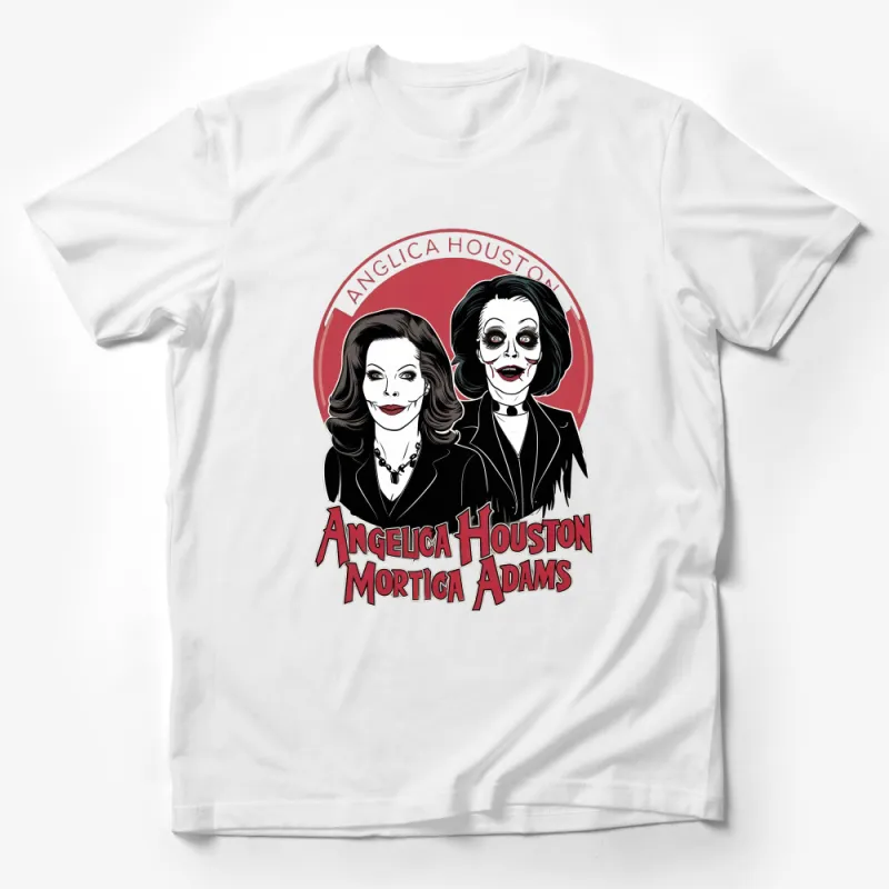 Morticia Addams T-Shirt, Retro Angelica Houston Portrait, Gothic TV Character Tee, Vintage Style Horror Fan Gift Male T-Shirt