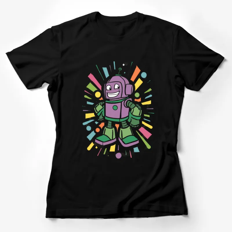 Funky Robot T-Shirt, Colorful Retro Bot Design Tee, Unisex Casual Wear, Tech Lover Gift Idea, Street Style Female T-Shirt