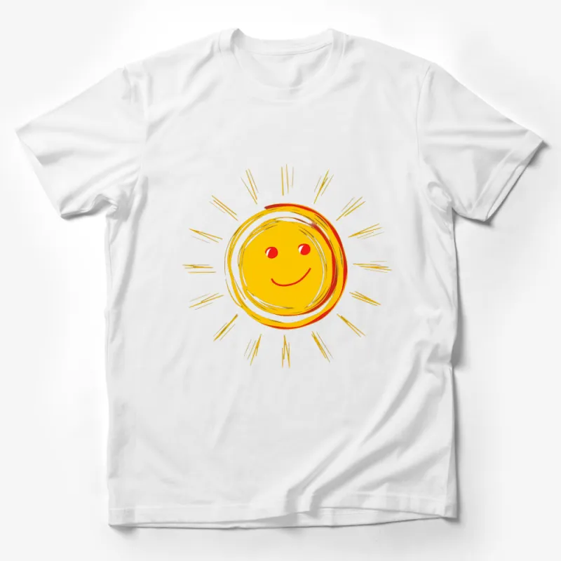 Happy Sun Graphic Tee, Bright Smiley Sunshine Illustration, Unisex Summer T-Shirt, Casual Wear Male T-Shirt