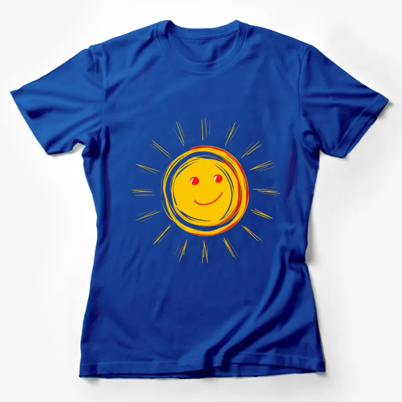 Happy Sun Graphic Tee, Bright Smiley Sunshine Illustration, Unisex Summer T-Shirt, Casual Wear Female T-Shirt