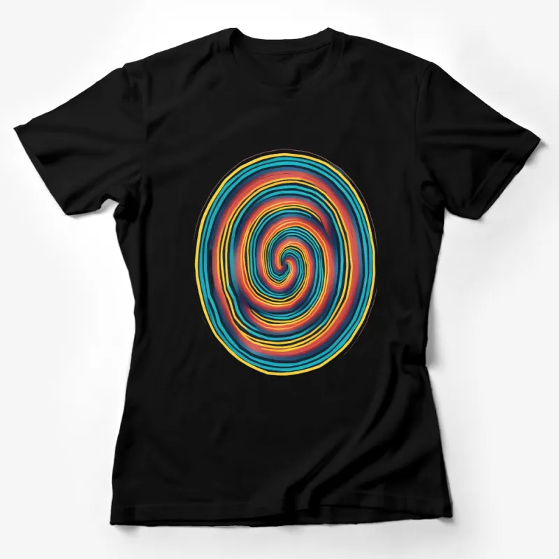 Abstract Spiral Design T-Shirt, Colorful Swirl Graphic Tee, Unisex Artistic Shirt, Vibrant Casual Wear, Unique Gift Idea Female T-Shirt