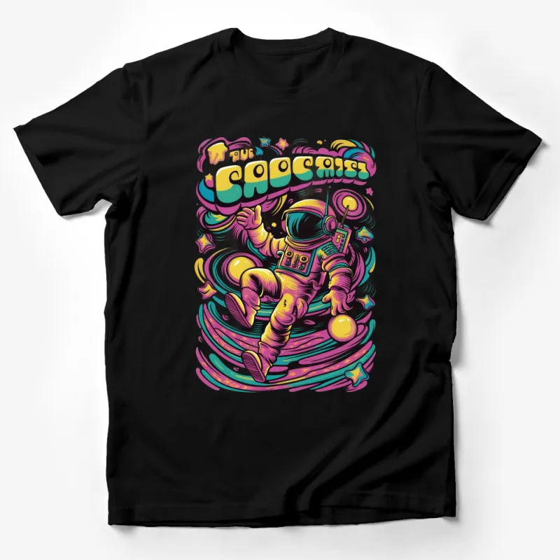 Astronaut Space Odyssey Colorful T-Shirt, Hipster Cosmic Graphic Tee, Unisex Streetwear Top, Artistic Spaceman Apparel for All Ages Male T-Shirt