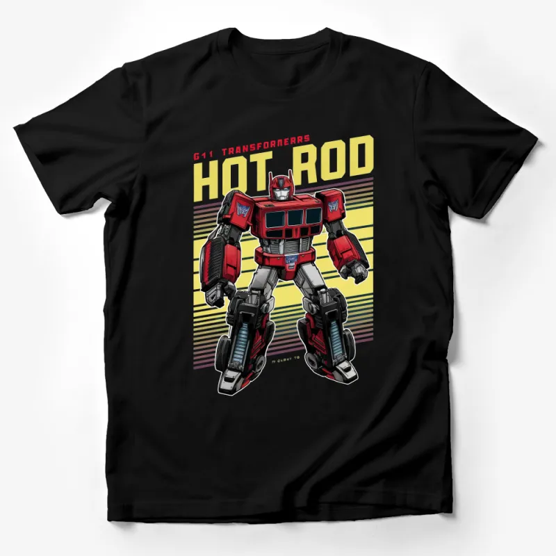 Retro Hot Rod Transformer T-Shirt, Classic Robot Tee, Vintage Autobot Shirt, 80s Cartoon Fan Apparel, Collectible Gift Male T-Shirt