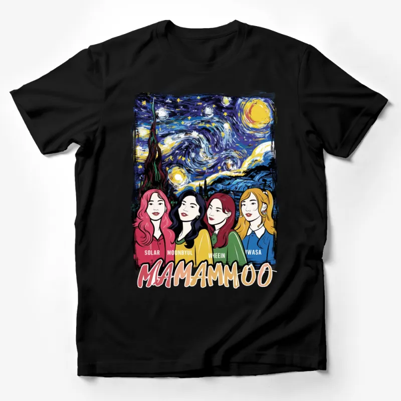 Artistic Van Gogh Inspired Mamamoo K-Pop Band T-Shirt, Starry Night Design, Unisex Tee Male T-Shirt