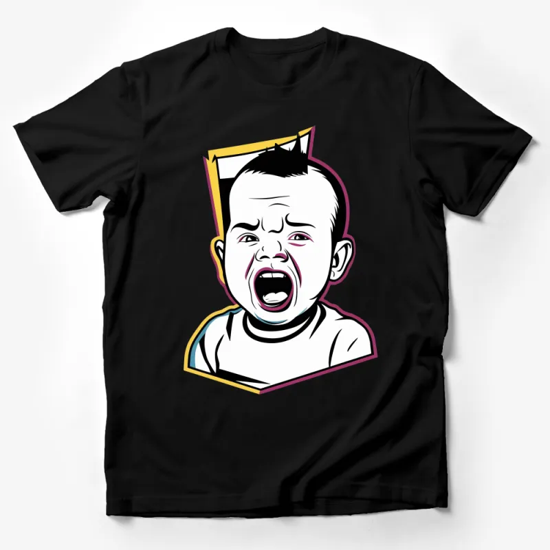 Cartoon Baby Crying Funny Graphic Tee, Unisex T-Shirt, Novelty Gift, Casual Streetwear, Cute Comic Style Shirt Design Male T-Shirt