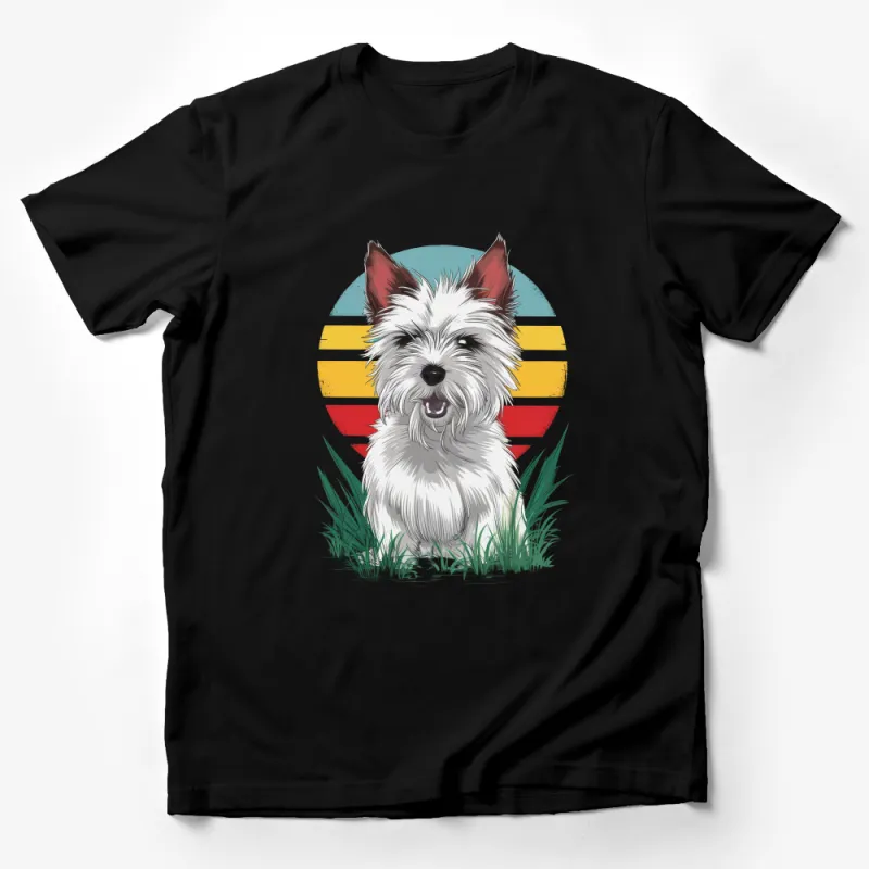 West Highland Terrier T-Shirt, Cute Dog Lover Tee, Retro Style Pet Graphic, Unisex Shirt Male T-Shirt