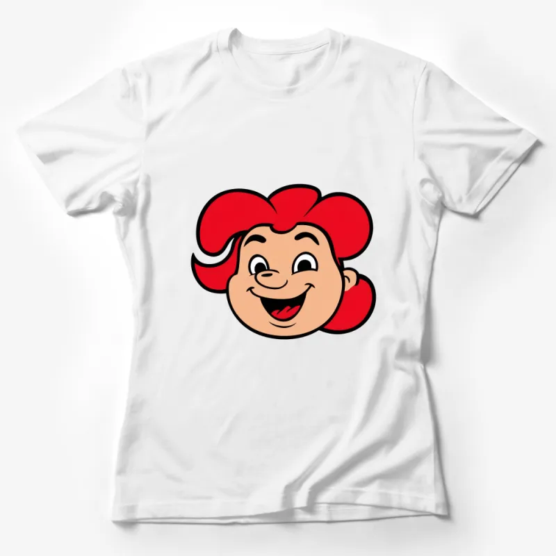 Cartoon Character Red Hair Smiling Face Unisex T-Shirt, Casual Comfortable Tee, Graphic Print Shirt for All Ages Female T-Shirt