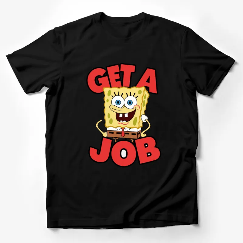 Funny Get A Job Sponge Cartoon Character T-Shirt, Colorful Graphic Tee, Unisex Casual Apparel Male T-Shirt