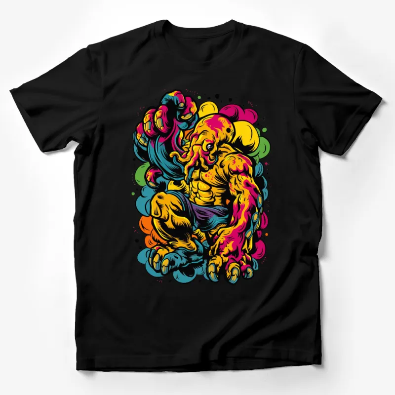 Psychedelic Lion T-Shirt, Colorful Abstract Animal Tee, Unisex Graphic Design Shirt, Vibrant Artistic Apparel, Bold Casual Wear Male T-Shirt