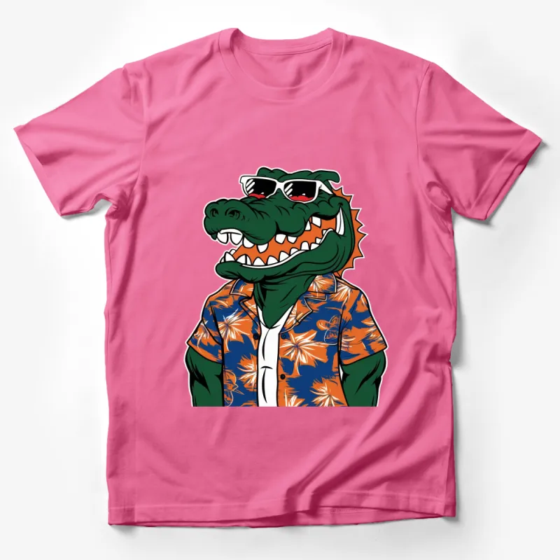 Cool Alligator with Sunglasses and Hawaiian Shirt, Unisex T-Shirt, Fun Summer Tee Male T-Shirt