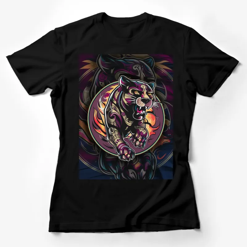 Vibrant Tiger Art T-Shirt, Colorful Jungle Animal Tee, Unisex Graphic Shirt, Wild Beast Illustration Top Female T-Shirt