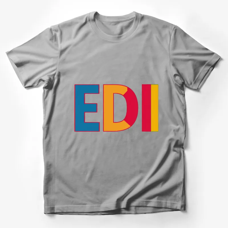 Colorful Block Letters EDI Graphic T-Shirt, Unisex Modern Alphabet Tee, Casual Typography Shirt, Bold Text Design Top, Gift Idea Male T-Shirt