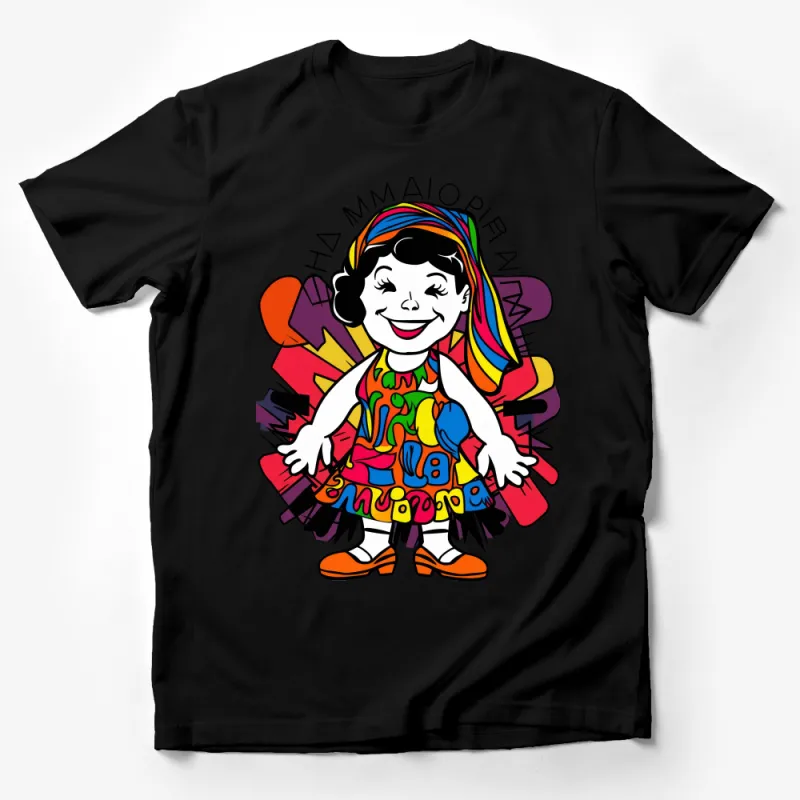 Colorful Pop Art Style Cartoon Character T-Shirt, Vibrant Unisex Tee, Fun Casual Apparel, Unique Graphic Shirt Design Male T-Shirt