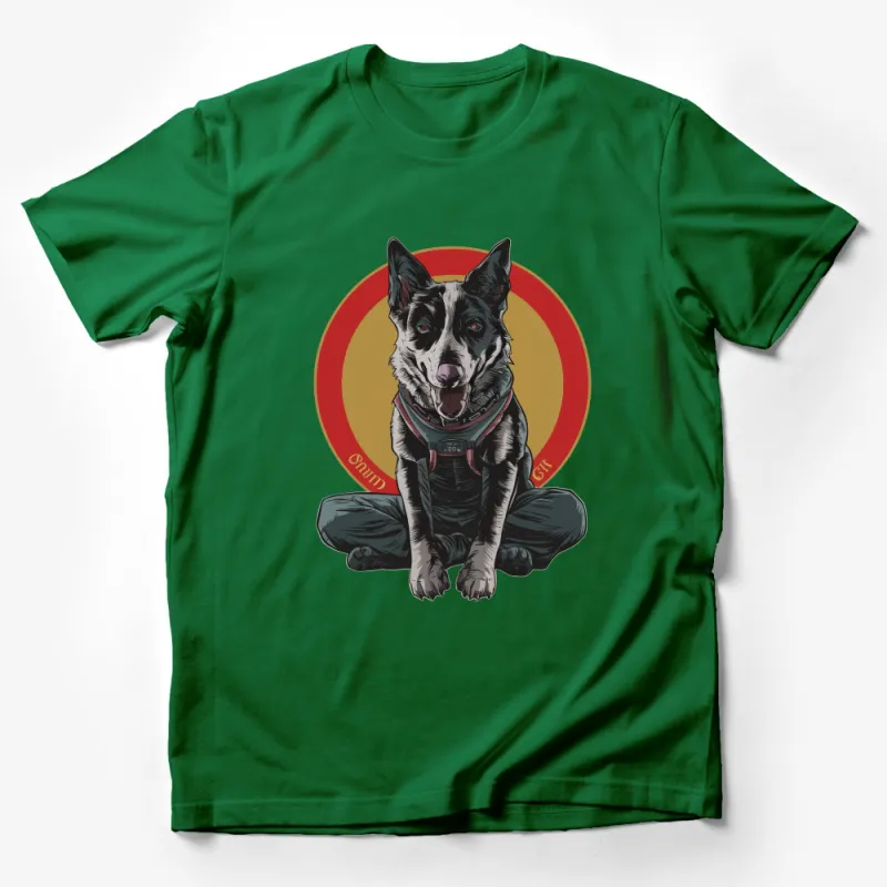 Graphic Dog T-Shirt, Colorful Canine Illustration Tee, Unisex Animal Lover Shirt, Pet Portrait Apparel, Casual Wear Male T-Shirt