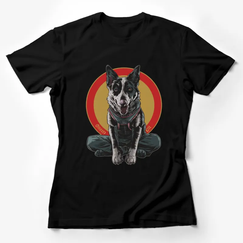 Graphic Dog T-Shirt, Colorful Canine Illustration Tee, Unisex Animal Lover Shirt, Pet Portrait Apparel, Casual Wear Female T-Shirt