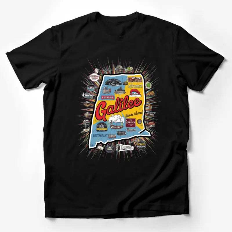 Vintage Galilee Rhode Island T-Shirt, Retro Car and Diner Graphics Tee, Unisex Travel Souvenir Shirt Male T-Shirt