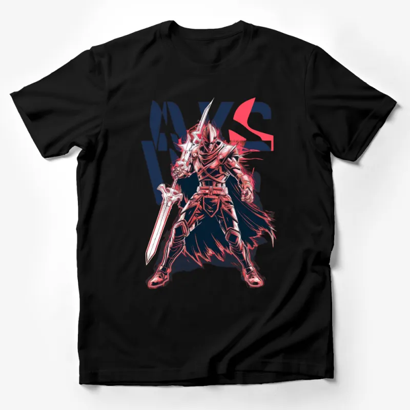 Futuristic Knight Warrior Graphic T-Shirt, Cool Sci-Fi Armor Design Tee, Unisex Male T-Shirt