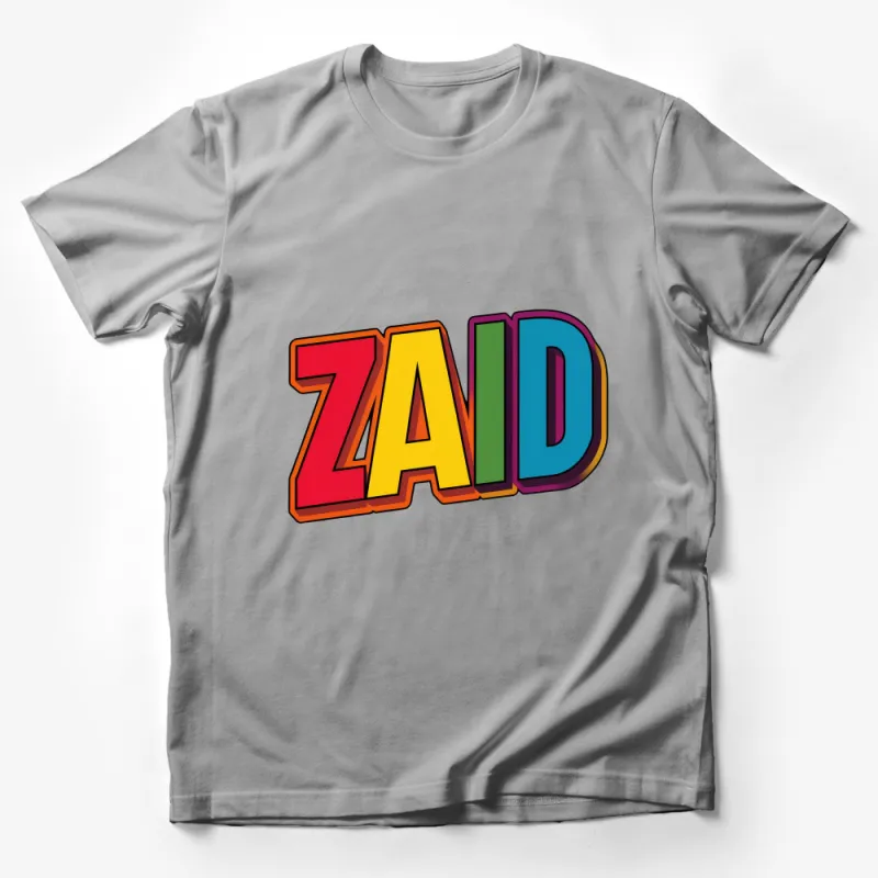 Colorful Retro Style ZAID Name T-Shirt, Unique Personalized Gift, Custom Text Shirt for Friends and Family Male T-Shirt